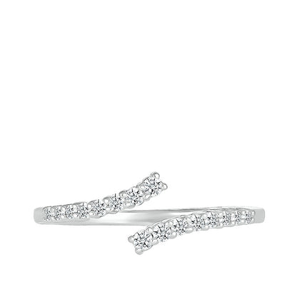 1/5 ct. tw. Diamond Open Bypass Ring in 10K White Gold close-up detail