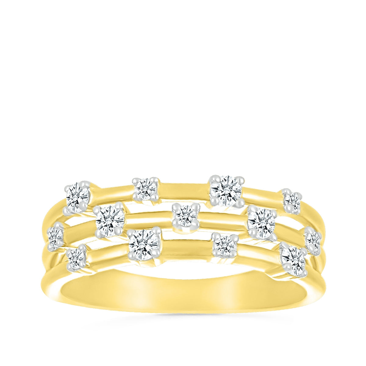 1/3 ct. tw. Diamond Multi-Row Orbit Ring in 10K Yellow Gold