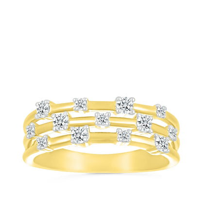 1/3 ct. tw. Diamond Multi-Row Orbit Ring in 10K Yellow Gold