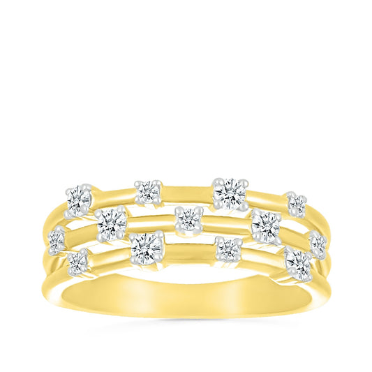 1/3 ct. tw. Diamond Multi-Row Orbit Ring in 10K Yellow Gold