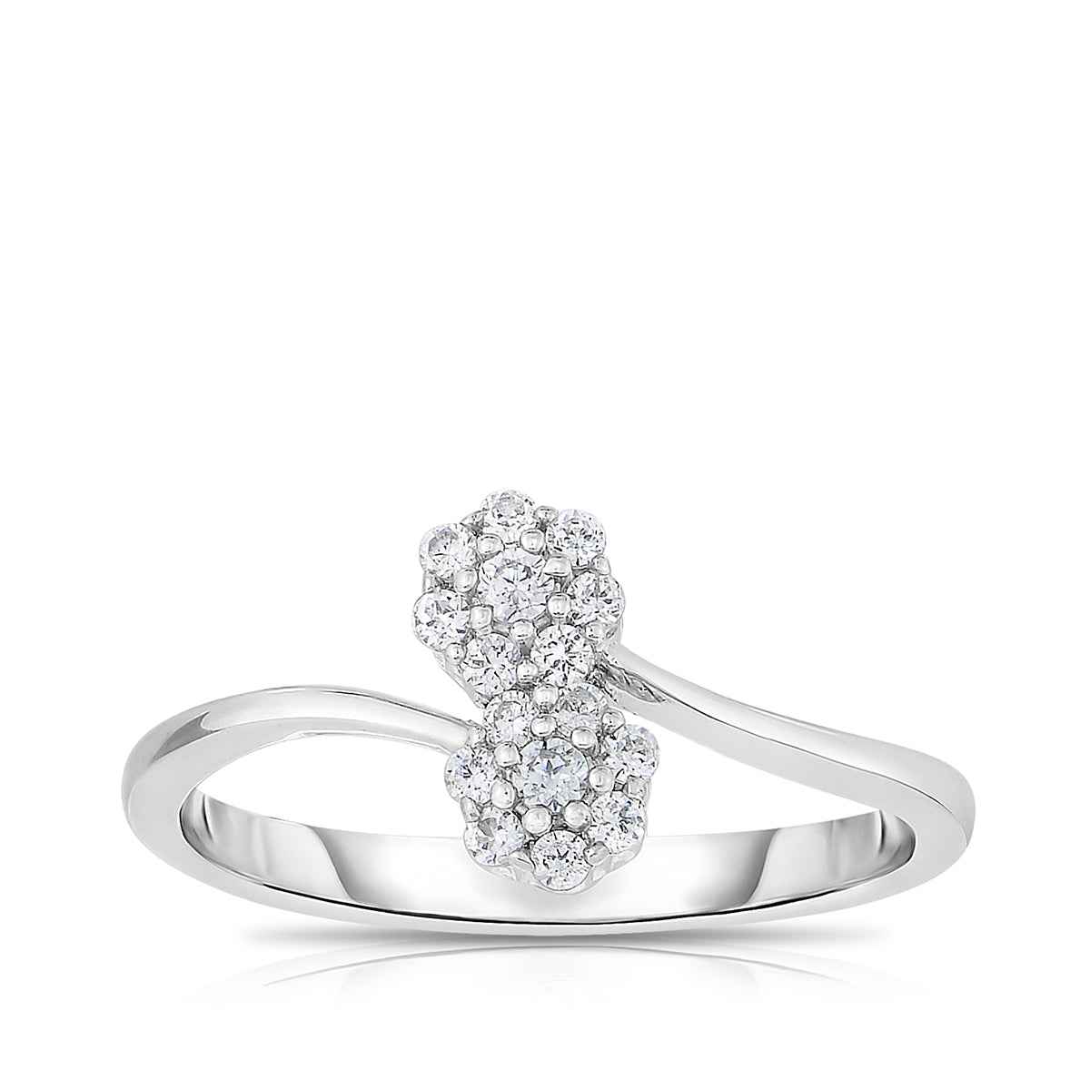 Fairytale Diamonds 1/5 ct. tw. Double Cluster Diamond Ring in 14K White Gold