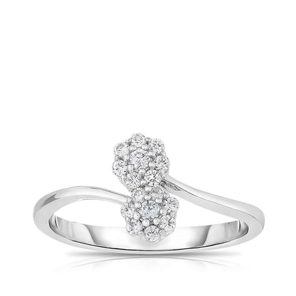 Fairytale Diamonds 1/5 ct. tw. Double Cluster Diamond Ring in 14K White Gold