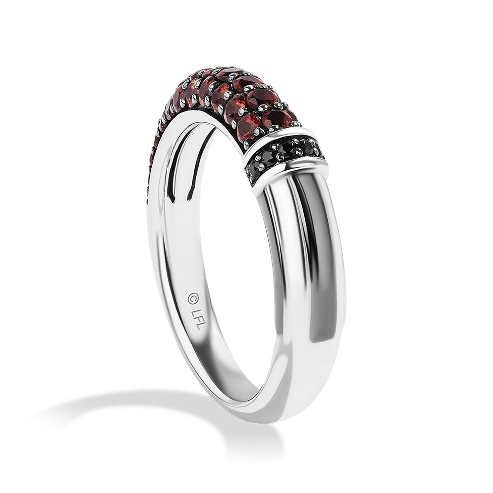 Star Wars Dark Vader Garnet & Treated Black Diamond Accent Lightsaber Ring in Sterling Silver front view