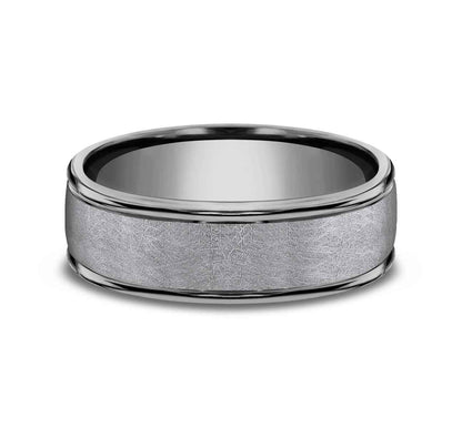 Benchmark 6.5mm Polished Edge with Swirl Center Tantalum Wedding Band