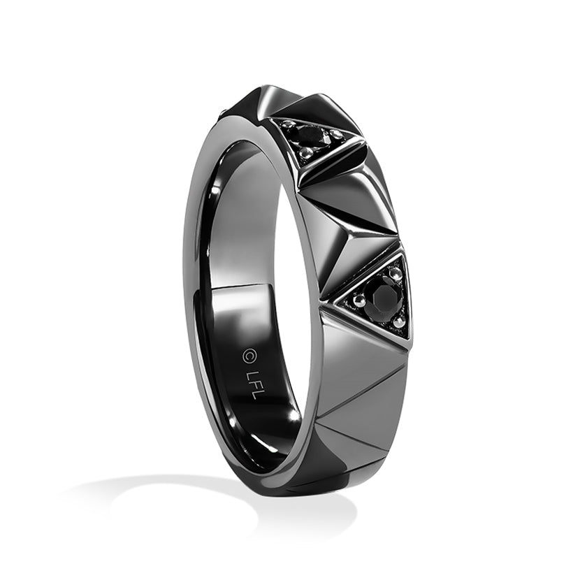 Star Wars Dark Armor Ladies' 1/5 ct. tw. Treated Black Diamond Ring in Black Rhodium Plated 14K White Gold front view