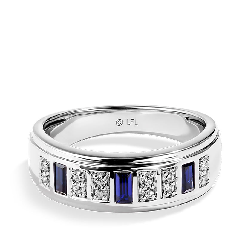 Star Wars R2 Series Ladies' Baguette Sapphire & 1/5 ct. tw. Diamond Ring in 14K White Gold