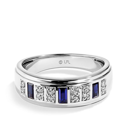 Star Wars R2 Series Ladies' Baguette Sapphire & 1/5 ct. tw. Diamond Ring in 14K White Gold