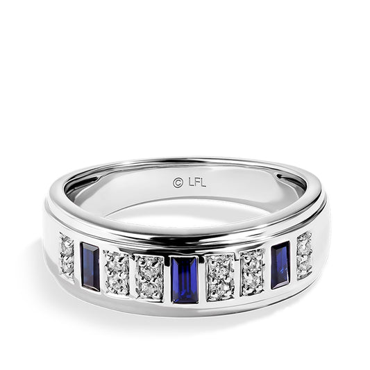 Star Wars R2 Series Ladies' Baguette Sapphire & 1/5 ct. tw. Diamond Ring in 14K White Gold