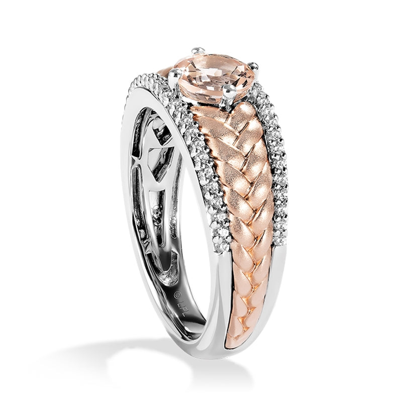 Star Wars Galactic Royalty Morganite & 1/5 ct. tw. Diamond Twist Ring in Sterling Silver & 10K Pink Gold front view