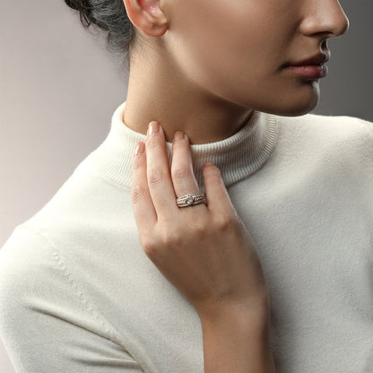 Star Wars Galactic Royalty Morganite & 1/5 ct. tw. Diamond Twist Ring in Sterling Silver & 10K Pink Gold close-up detail