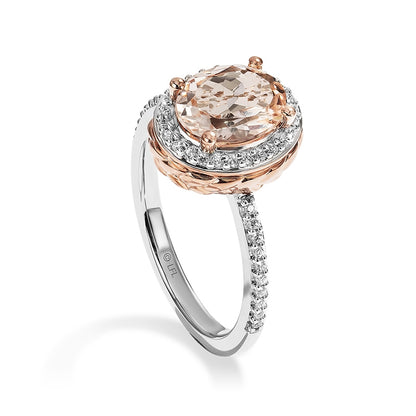 Star Wars Galactic Royalty Oval Morganite & 1/6 ct. tw. Diamond Halo Ring in Sterling Silver & 10K Pink Gold front view