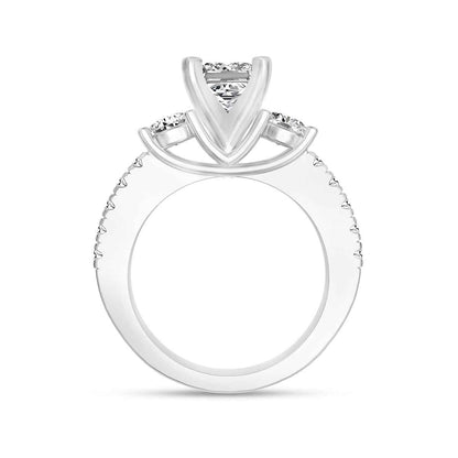 1-1/2 ct. tw. Princess Cut & Round 3-Stone Diamond Engagement Ring in 14K White Gold close-up detail