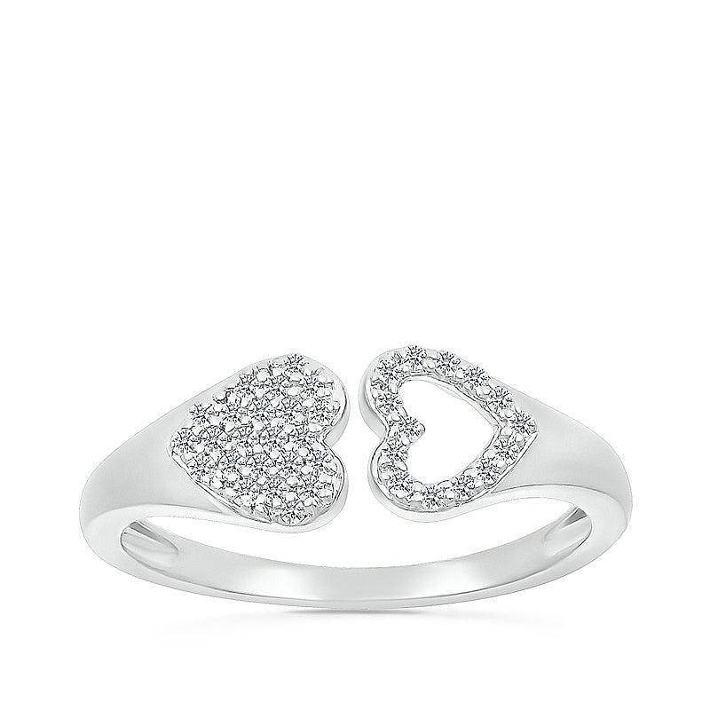 1/6 ct. tw. Diamond Heart Open Ring in Sterling Silver