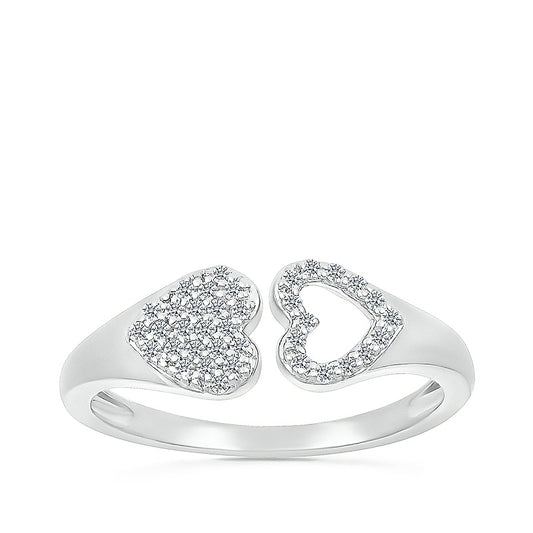 1/6 ct. tw. Diamond Heart Open Ring in Sterling Silver