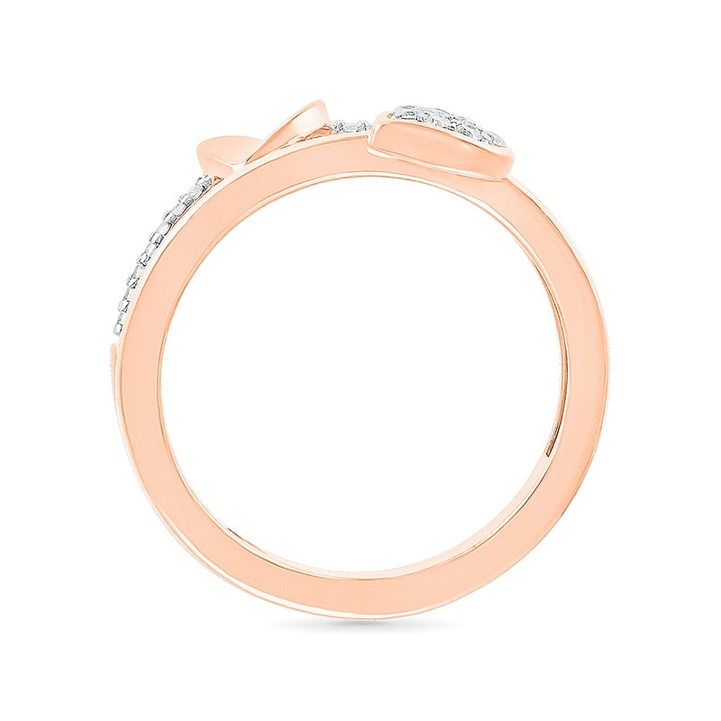 1/8 ct. tw. Diamond Double Row Heart Ring in 10K Pink Gold front view