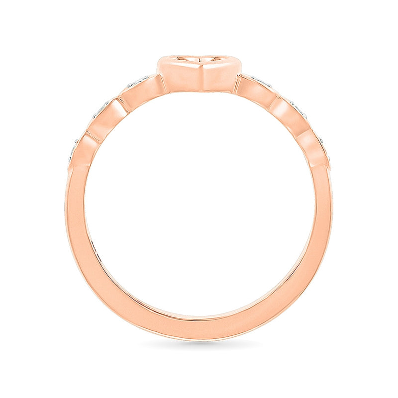 Diamond Accent Open Heart Ring in 10K Pink Gold front view