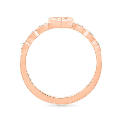 Diamond Accent Open Heart Ring in 10K Pink Gold front view