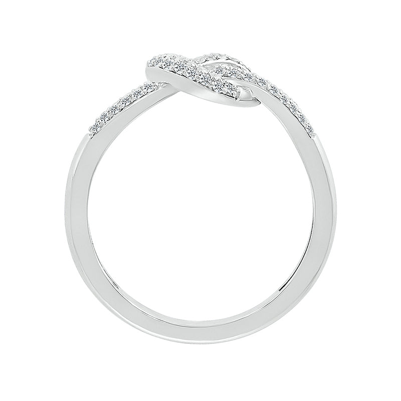 Love Knot 1/4 ct. tw. Diamond Knot Heart Ring in Sterling Silver front view