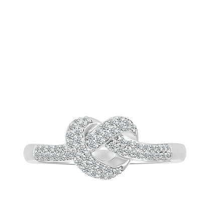 Love Knot 1/4 ct. tw. Diamond Knot Heart Ring in Sterling Silver close-up detail