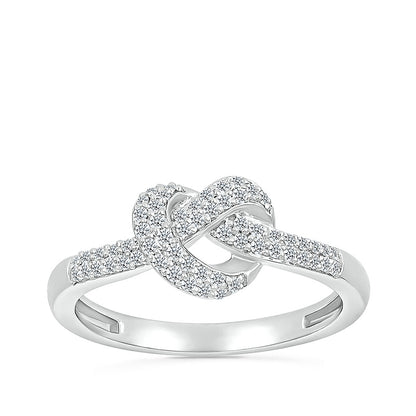 Love Knot 1/4 ct. tw. Diamond Knot Heart Ring in Sterling Silver