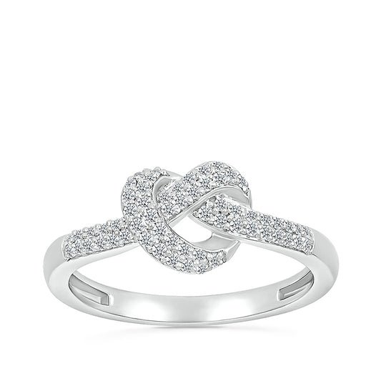 Love Knot 1/4 ct. tw. Diamond Knot Heart Ring in Sterling Silver