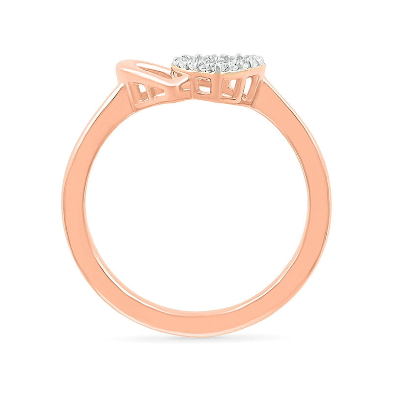 Diamond Accent Double Open Heart Ring in 10K Pink Gold front view