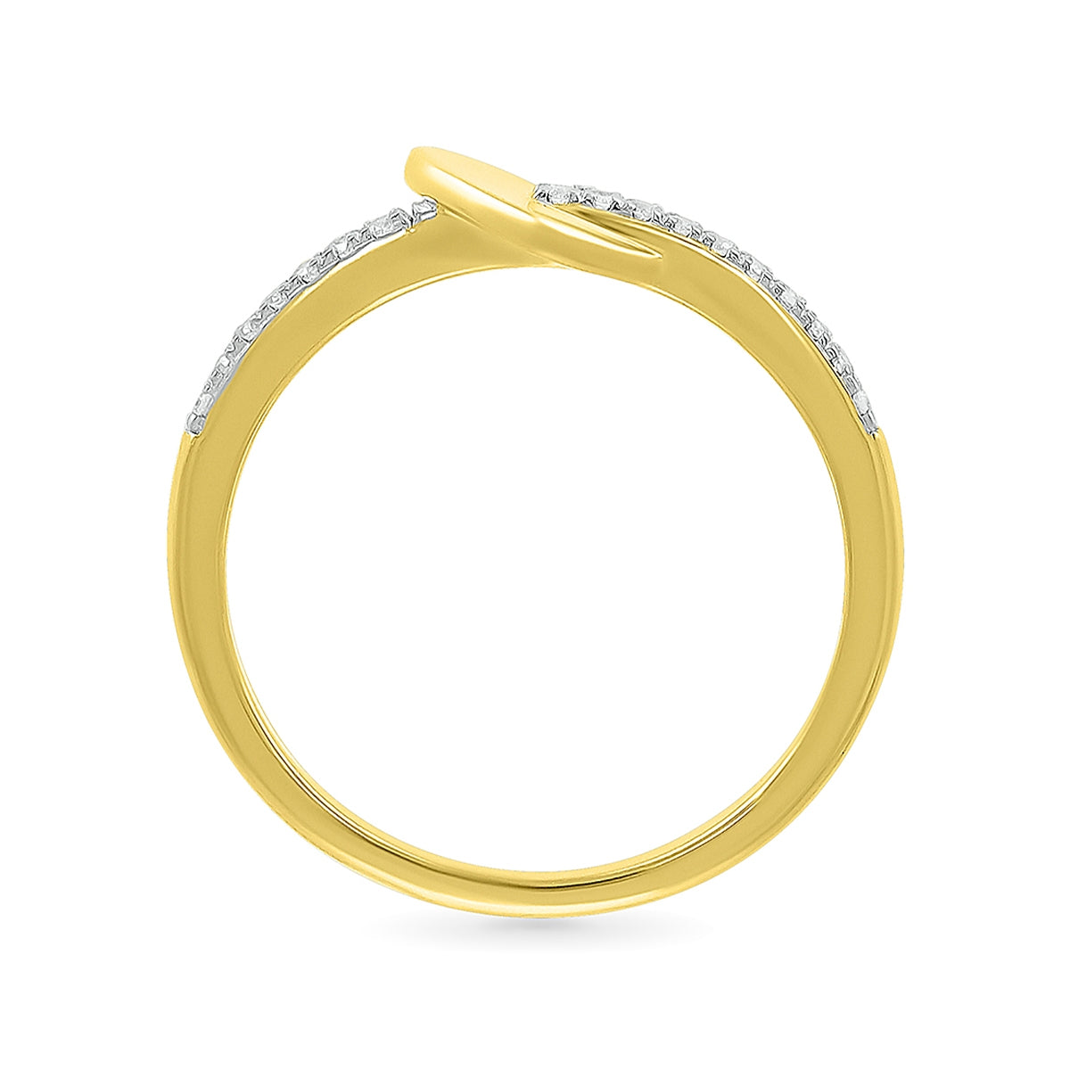 1/10 ct. tw. Diamond Pierced Heart Ring in 10K Yellow Gold front view
