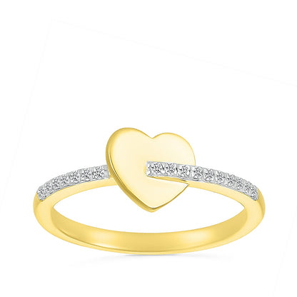 1/10 ct. tw. Diamond Pierced Heart Ring in 10K Yellow Gold