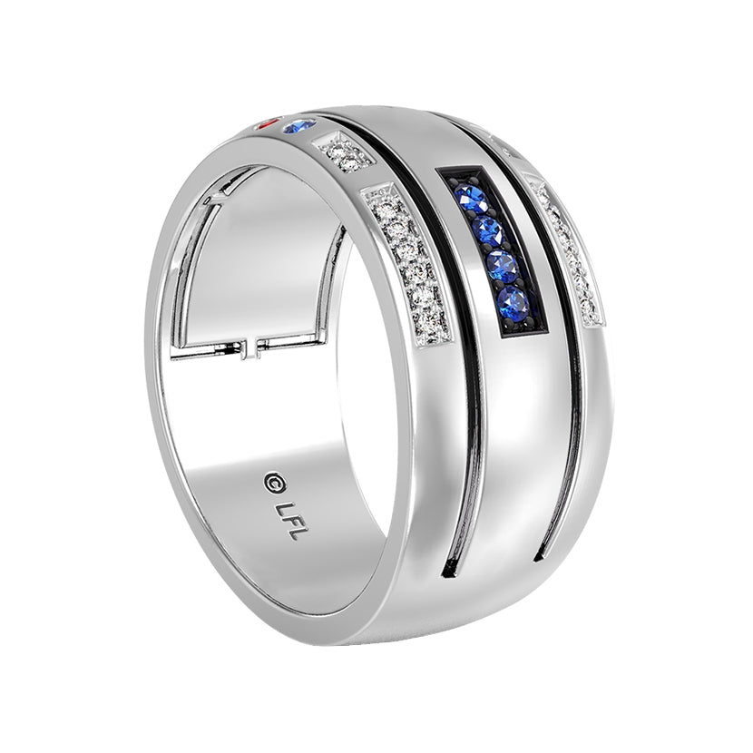 Star Wars R2 Series Men's Sapphire, Garnet, & 1/10 ct. tw. Diamond Ring in Sterling Silver front view