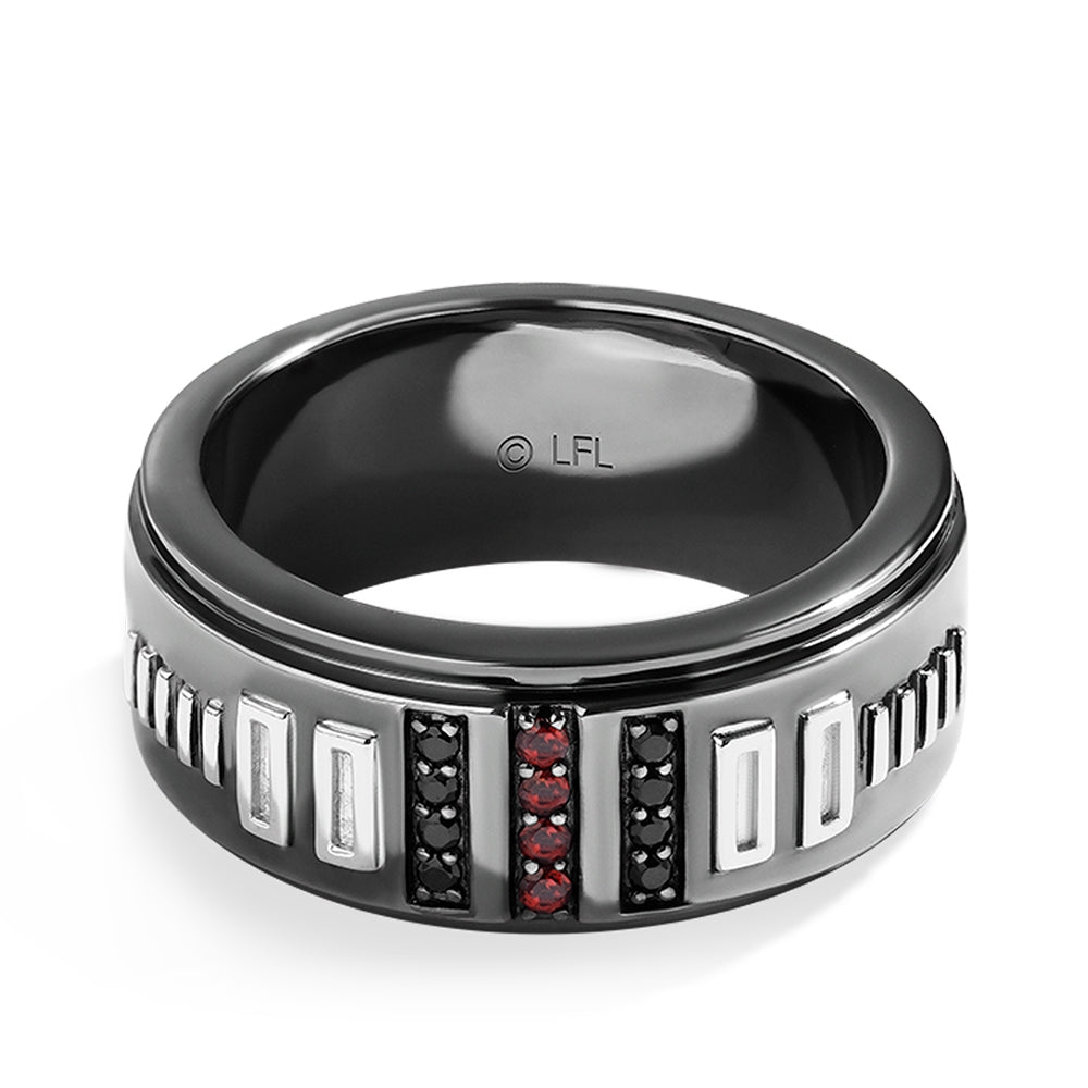 Star Wars Dark Armor 1/10 ct. tw. Black Diamond & Garnet Ring in Black Rhodium Plated Sterling Silver