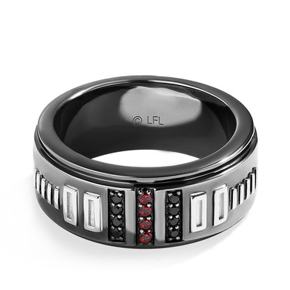 Star Wars Dark Armor 1/10 ct. tw. Black Diamond & Garnet Ring in Black Rhodium Plated Sterling Silver