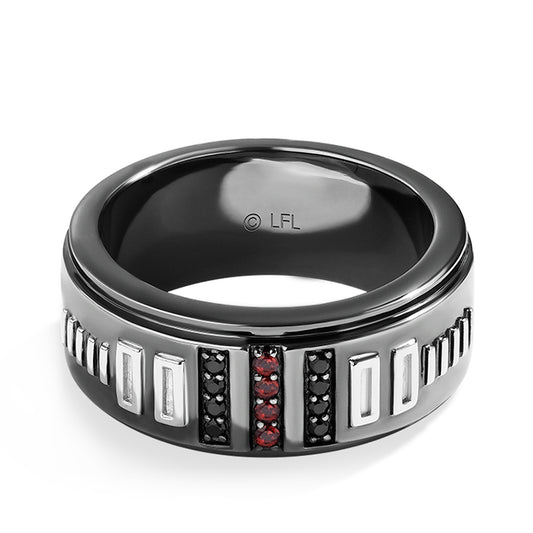 Star Wars Dark Armor 1/10 ct. tw. Black Diamond & Garnet Ring in Black Rhodium Plated Sterling Silver