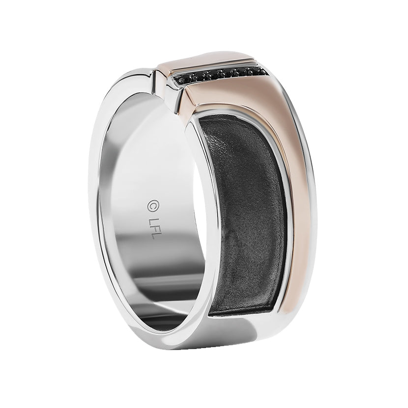 Star Wars Boba Fett Men's Treated Black Diamond Accent Ring with Black Rhodium Plating in Sterling Silver & 10K front view