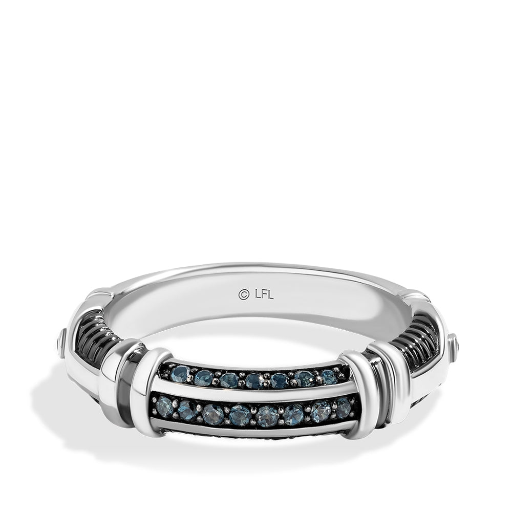 Star Wars Obi Wan Kenobi Men's London Blue Topaz & Garnet Lightsaber Ring in Sterling Silver