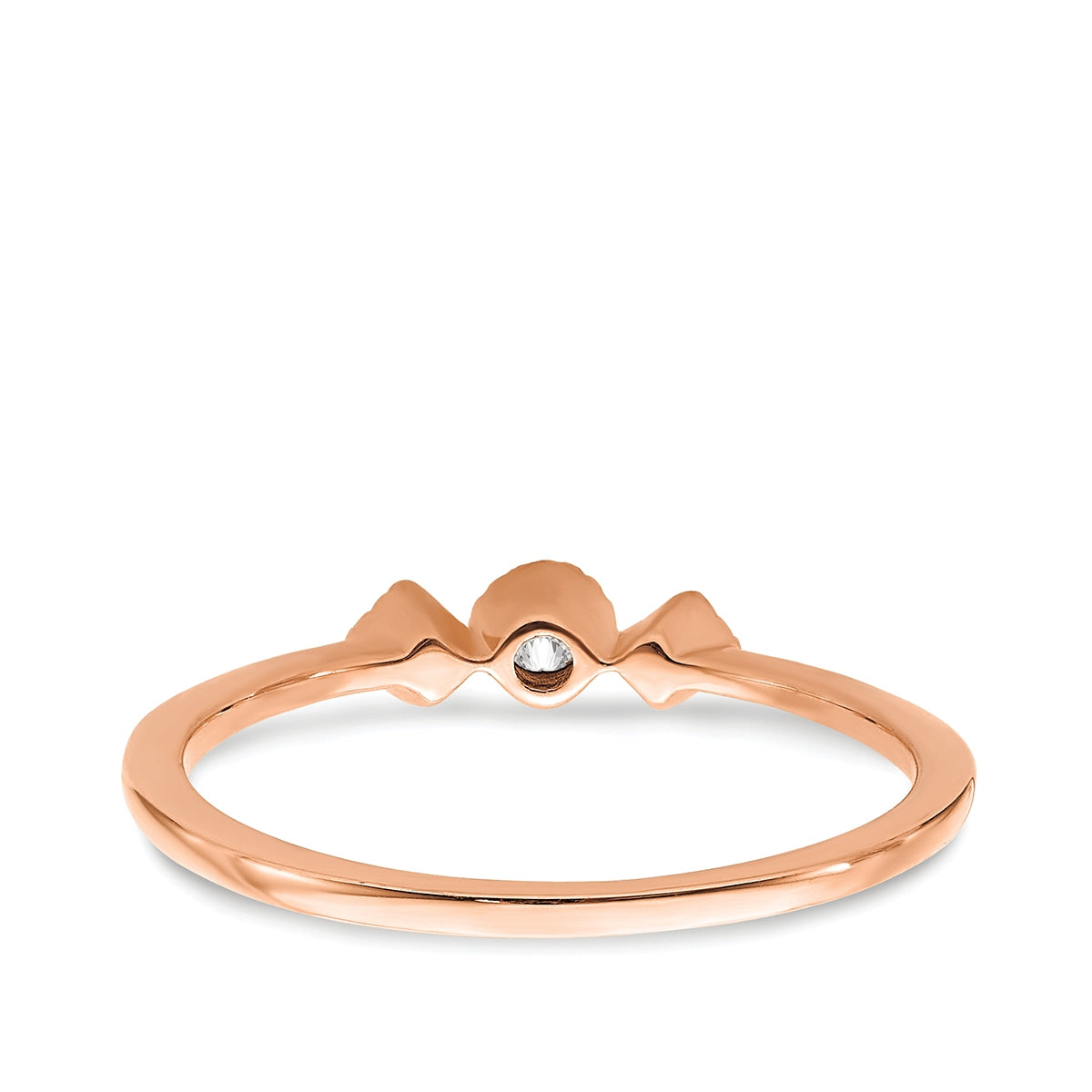 1/10 ct. tw. 3-Stone Diamond Milgrain Stackable Ring in 10K Pink Gold full view