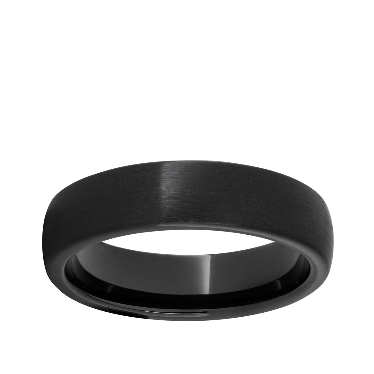 Men's Satin Finish Dome Wedding Ring in Black Ceramic