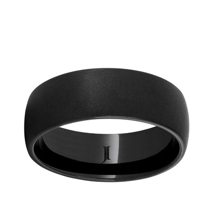 Men's 8mm Sandblast Finish Dome Wedding Ring in Black Ceramic