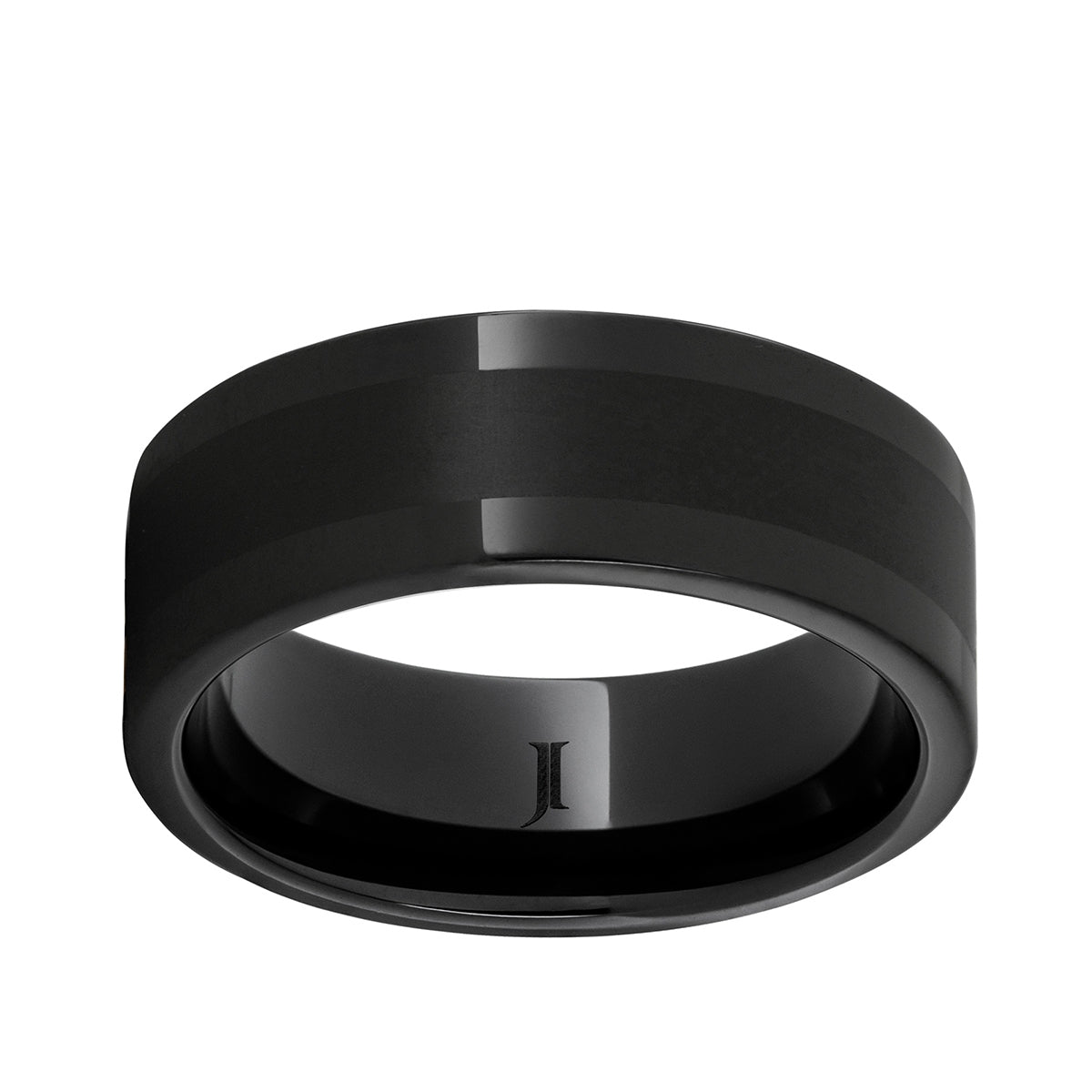 Men's Satin & Polished Finish Wedding Ring in Black Ceramic