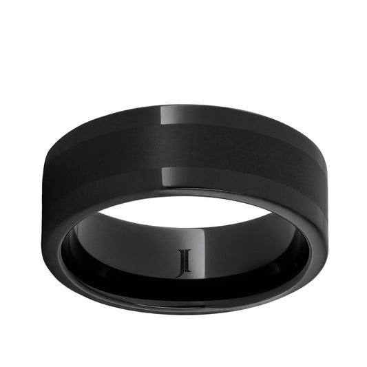 Men's Satin & Polished Finish Wedding Ring in Black Ceramic