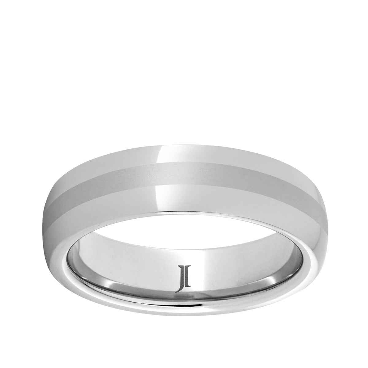 Men's 6mm Satin Center Dome Wedding Ring in Serinium