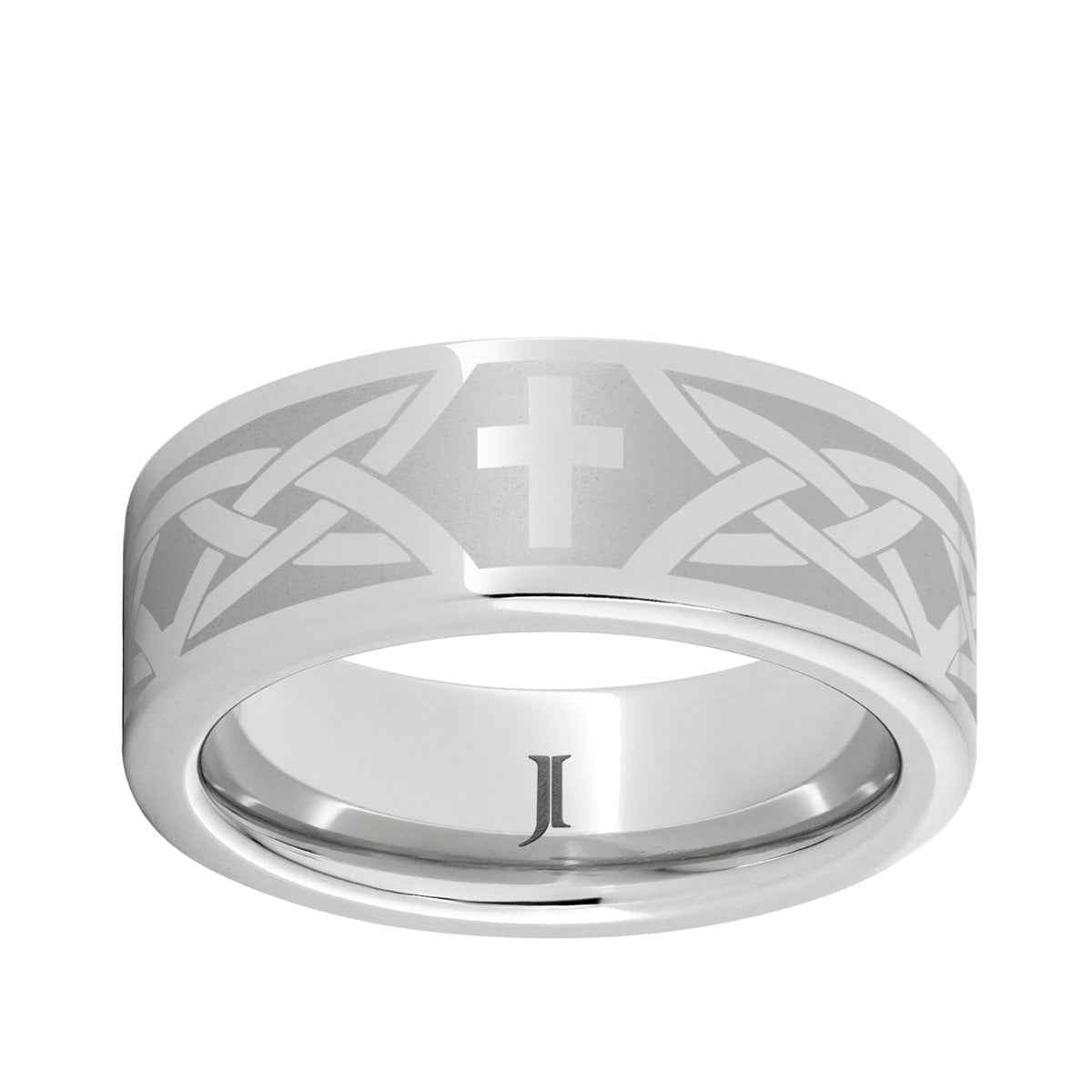 Men's 8mm Cross Knot Flat Wedding Ring in Serinium