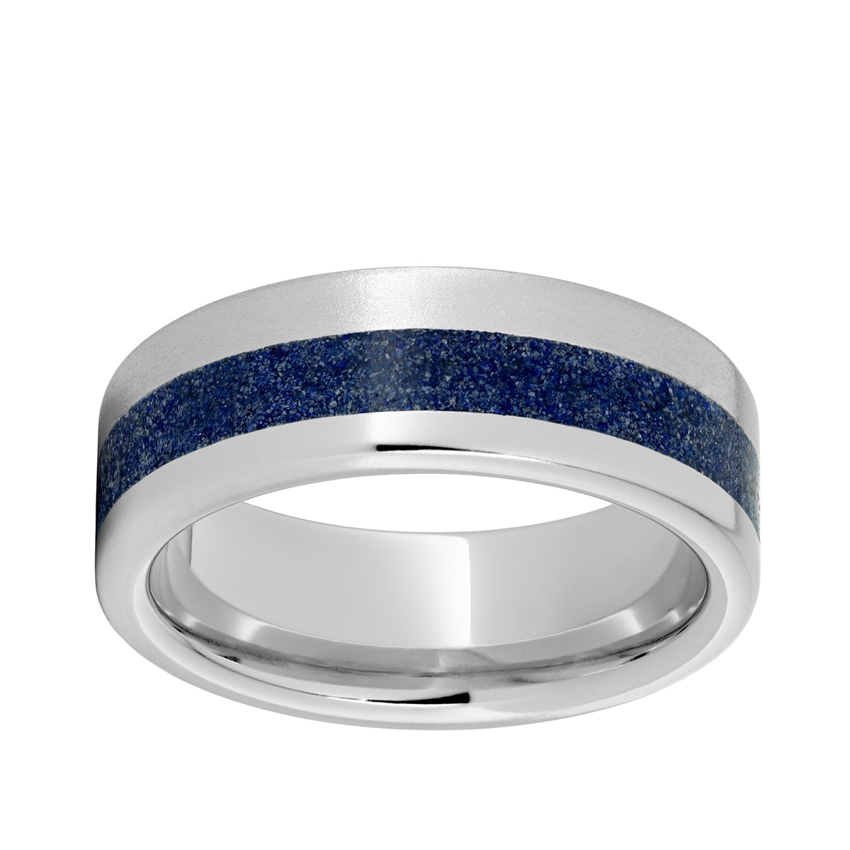 Men's Lapis Lazuli Inlay Stone Finish Wedding Ring in Serinium