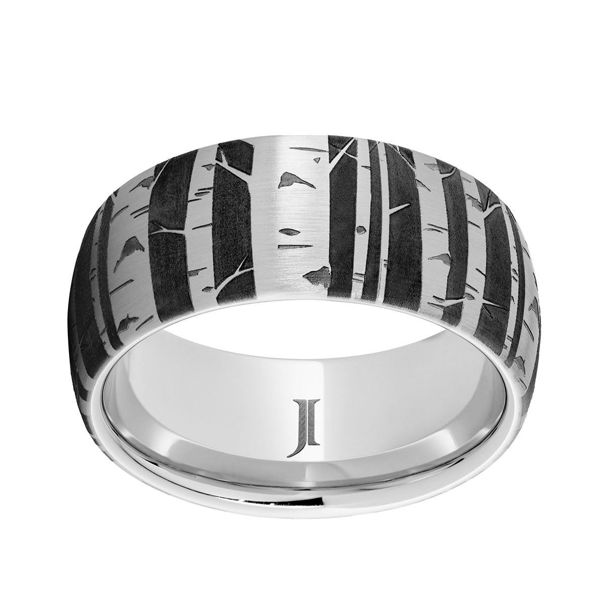 Men's Aspen Grove Engraved Dome Wedding Ring in Serinium