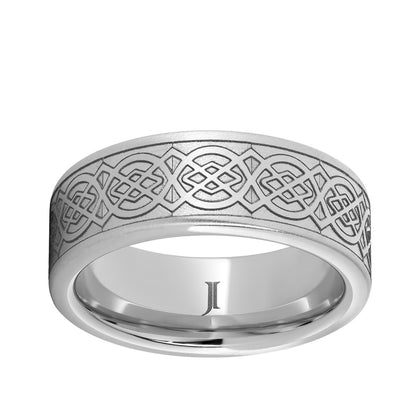 Men's 8mm Celtic Weave Flat Wedding Ring in Serinium