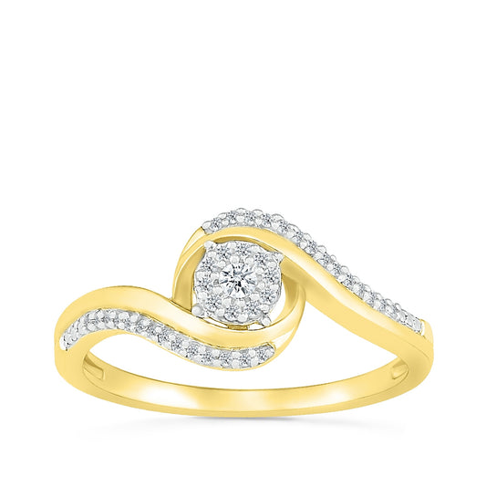 I Promise 1/8 ct. tw. Diamond Round Cluster Bypass Promise Ring in 10K Yellow Gold
