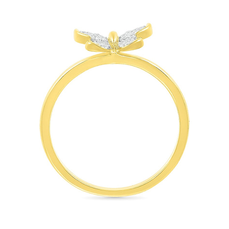 1/6 ct. tw. Diamond Butterfly Ring in 10K Yellow Gold front view