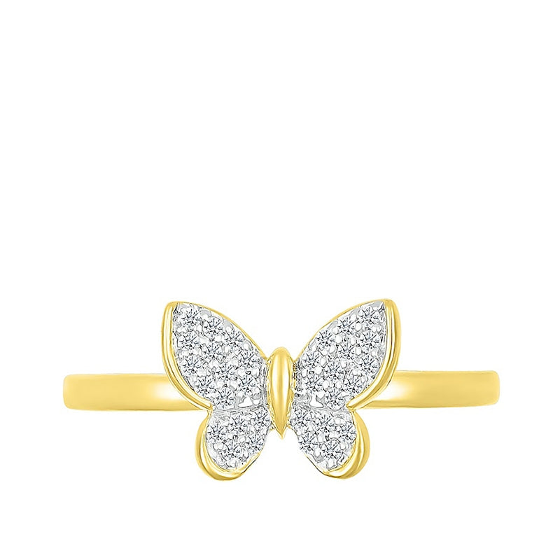 1/6 ct. tw. Diamond Butterfly Ring in 10K Yellow Gold close-up detail