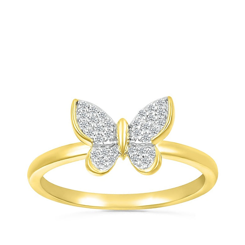 1/6 ct. tw. Diamond Butterfly Ring in 10K Yellow Gold