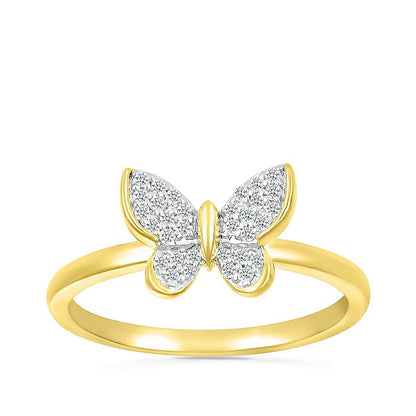 1/6 ct. tw. Diamond Butterfly Ring in 10K Yellow Gold