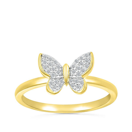 1/6 ct. tw. Diamond Butterfly Ring in 10K Yellow Gold